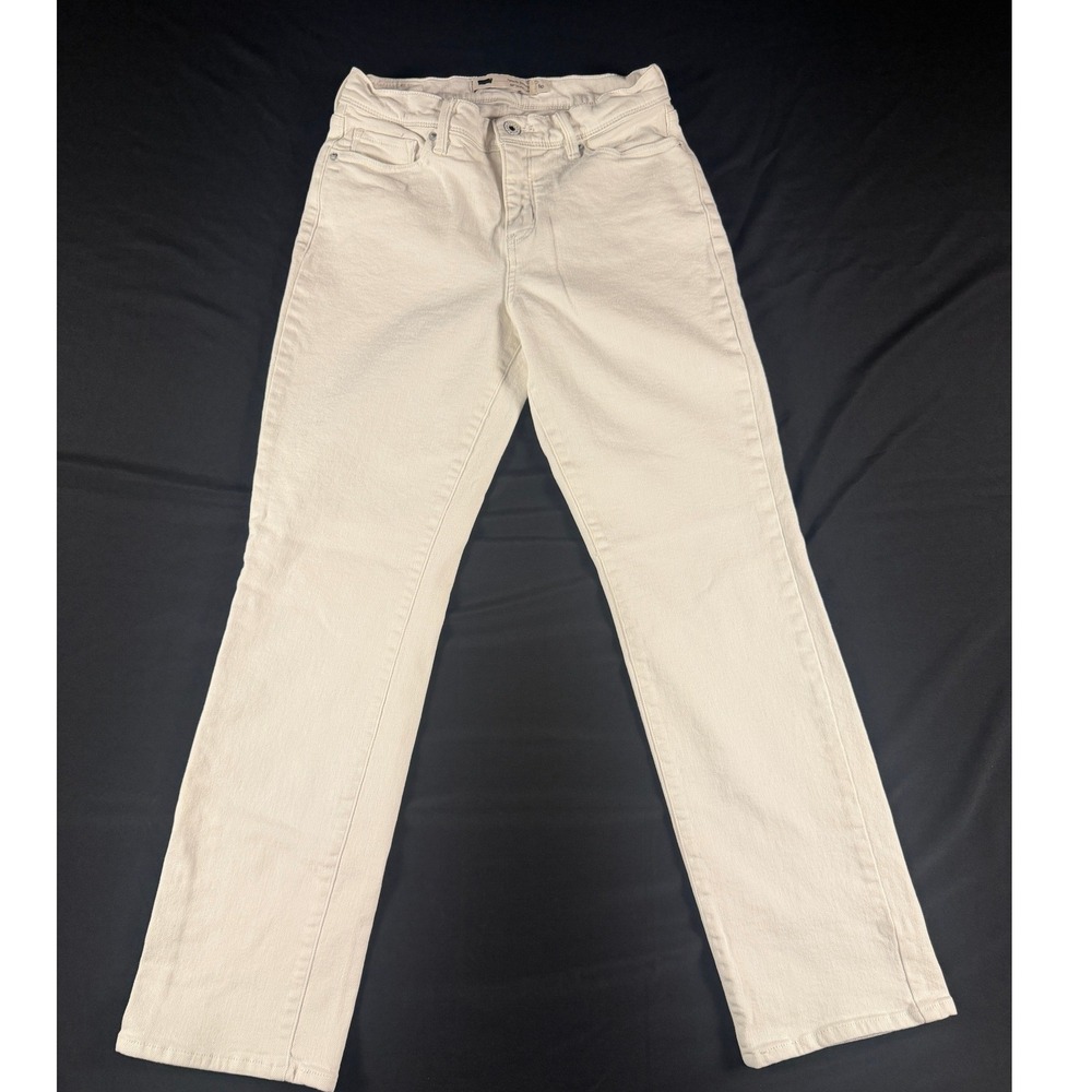 Levis 512 Perfectly Slimming Straight Leg Jeans Womens‎ 8P Cream Off White Denim